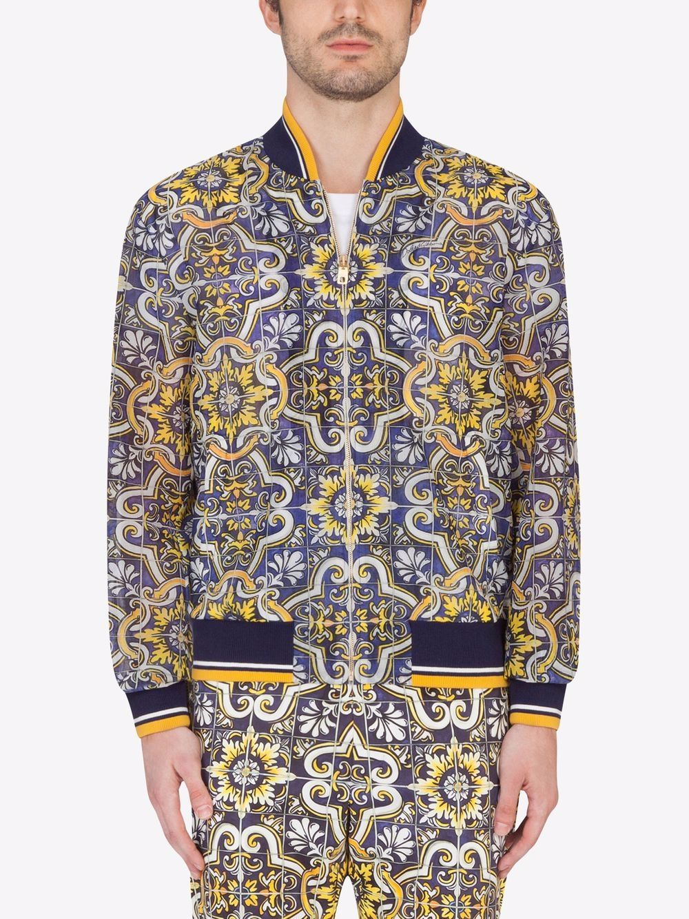 Nike Blue Pattern Skull Bomber Jacket - Tagotee