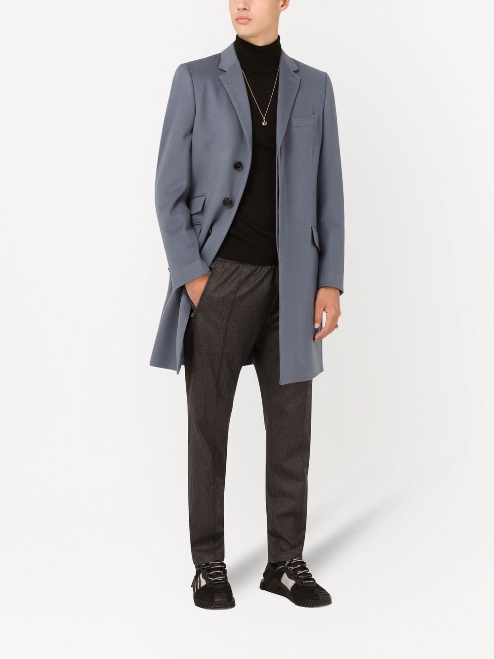 Shop Dolce & Gabbana Double-breasted Cashmere Coat In Blue