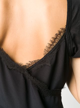 open-back lace-trim blouse展示图