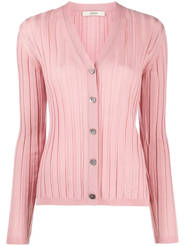 v neck ribbed cardigan