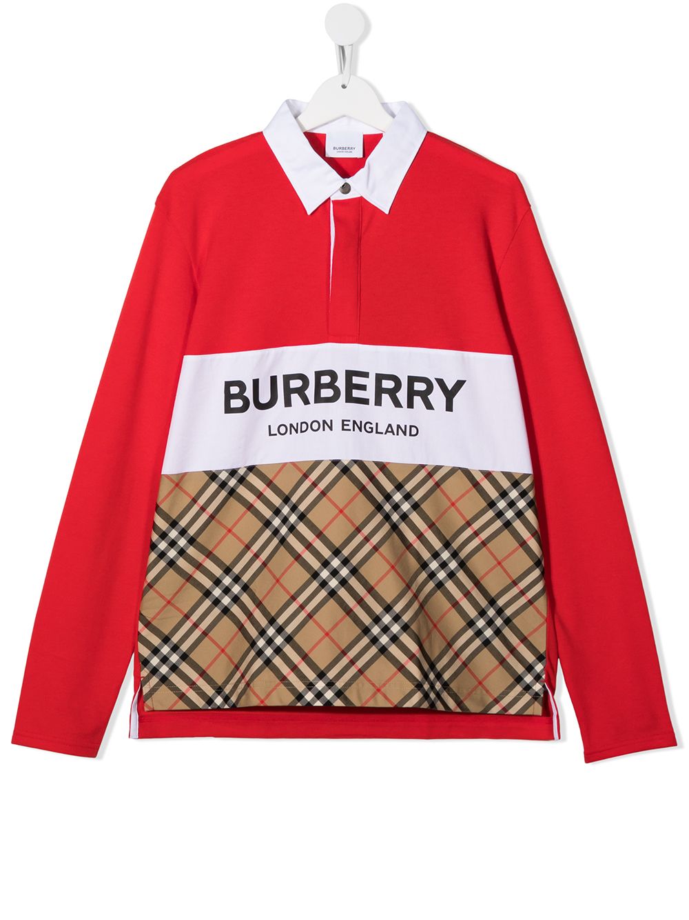 фото Burberry kids рубашка поло в клетку vintage check