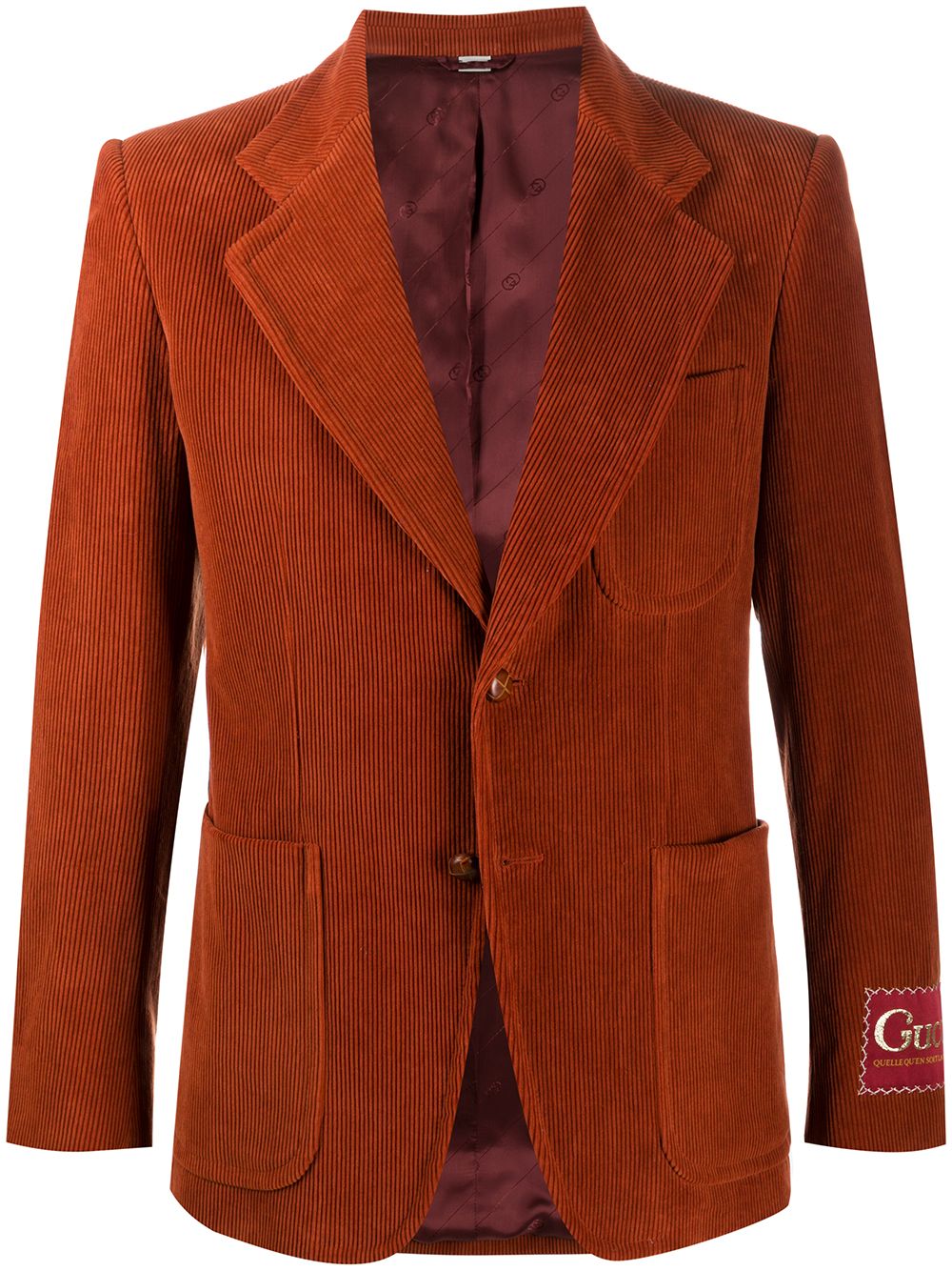 фото Gucci вельветовый пиджак с нашивкой-логотипом