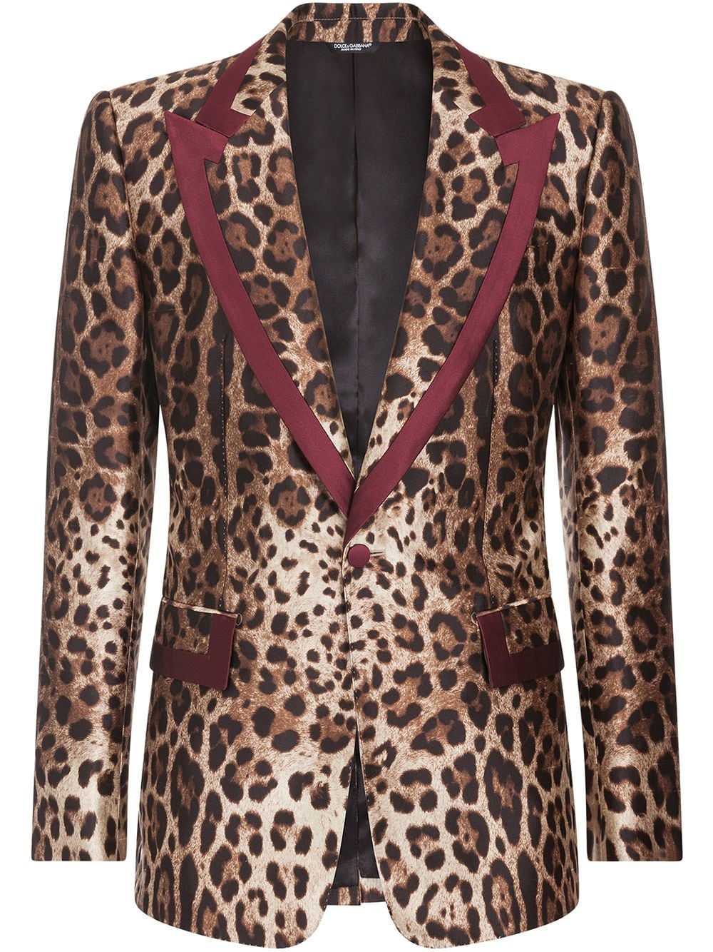 Image 1 of Dolce & Gabbana leopard-print single-breasted silk blazer