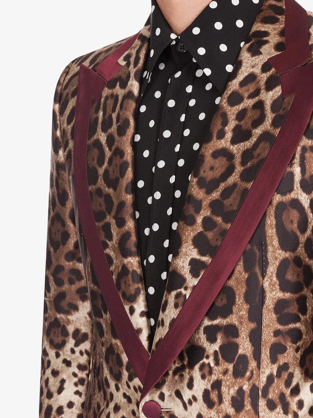 leopard-print single-breasted silk blazer