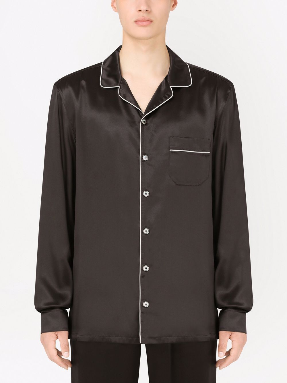 Shop Dolce & Gabbana Silk Pajama Shirt In Black