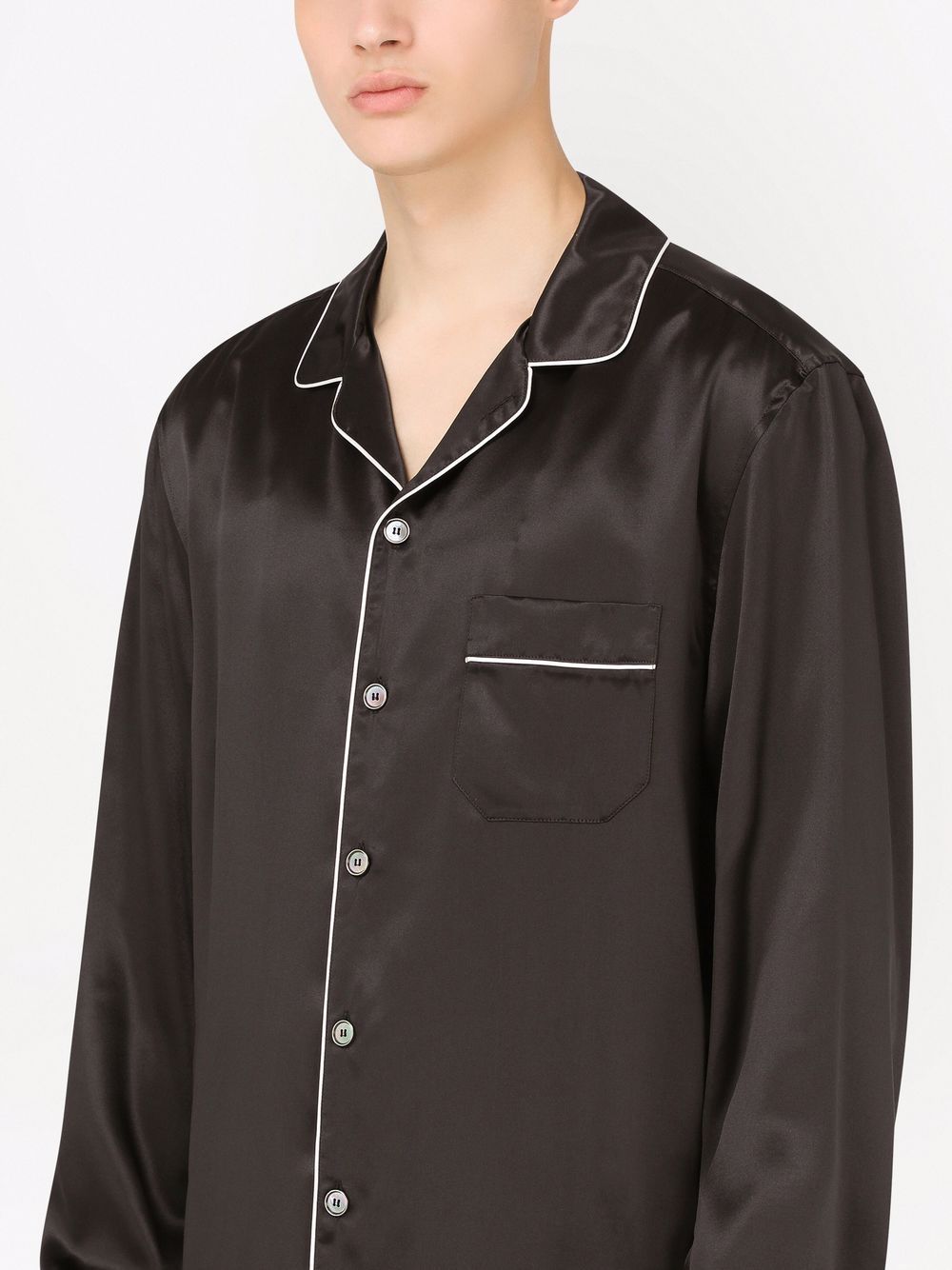 Shop Dolce & Gabbana Silk Pajama Shirt In Black