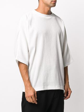 textured three-quarter sleeve t-shirt展示图