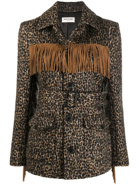 Saint Laurent chamarra con estampado de leopardo