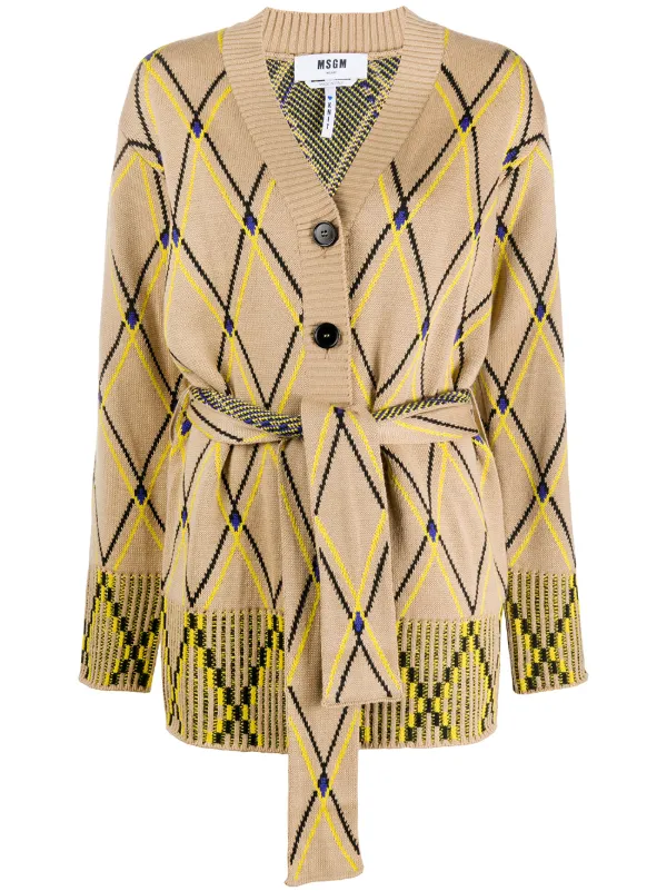 yellow front tie cardigan