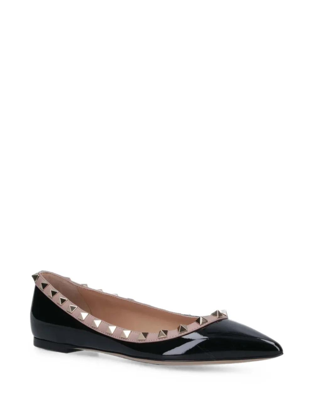 Valentino Garavani Rockstud lakleren ballerina's Zwart