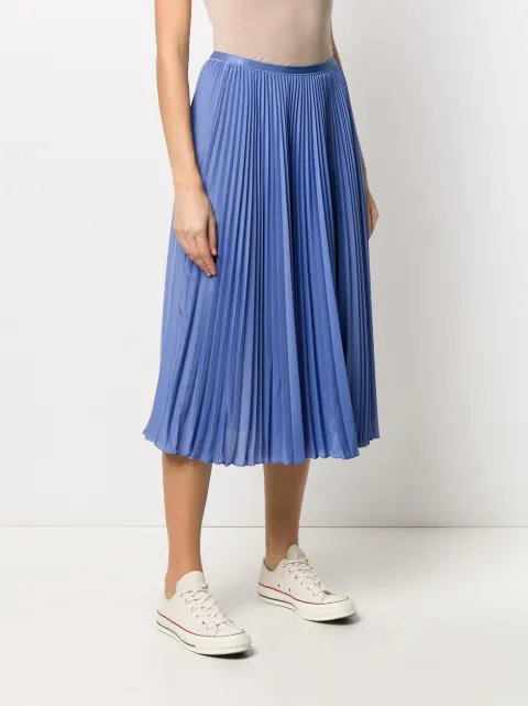 Shop blue Polo Ralph Lauren pleated midi skirt with Express Delivery ...