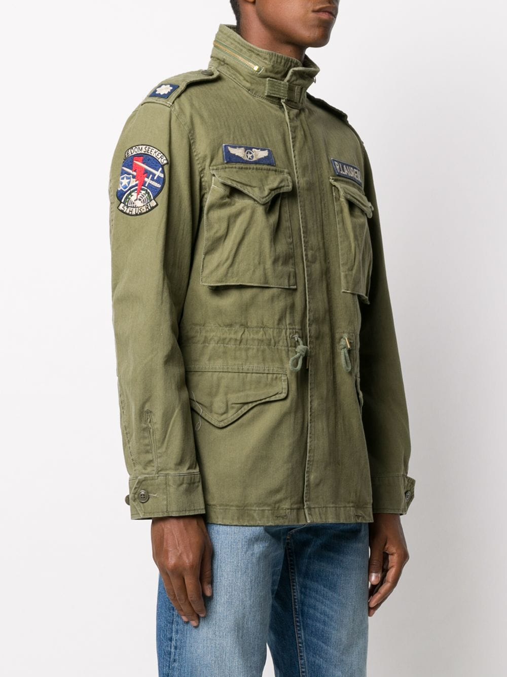 Polo Ralph Lauren Herringbone Field Jacket In Olive Mountain/patches ...