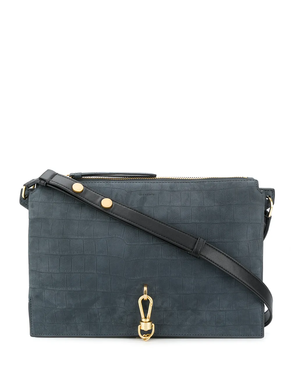 all saints fletcher suede crossbody bolsa