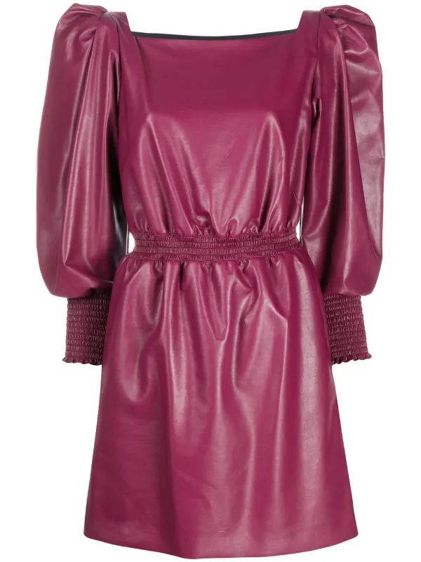 pink leather mini dress
