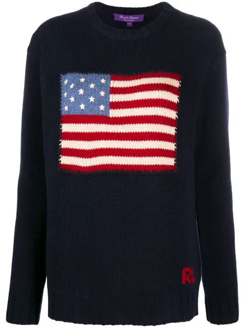 Ralph Lauren Collection كنزة كشمير بنقش علم وشعار الماركة