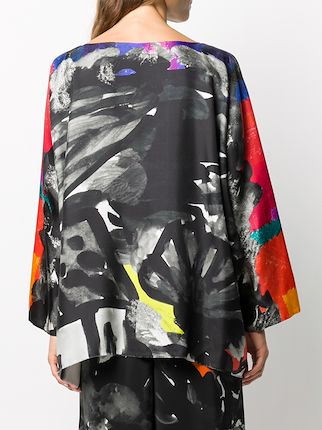 abstract-print silk blouse展示图