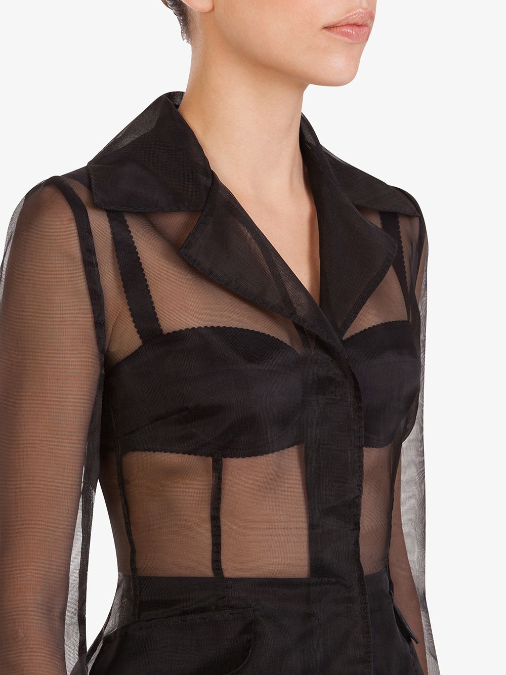 Shop Dolce & Gabbana Semi-sheer Single-breasted Blazer In Black