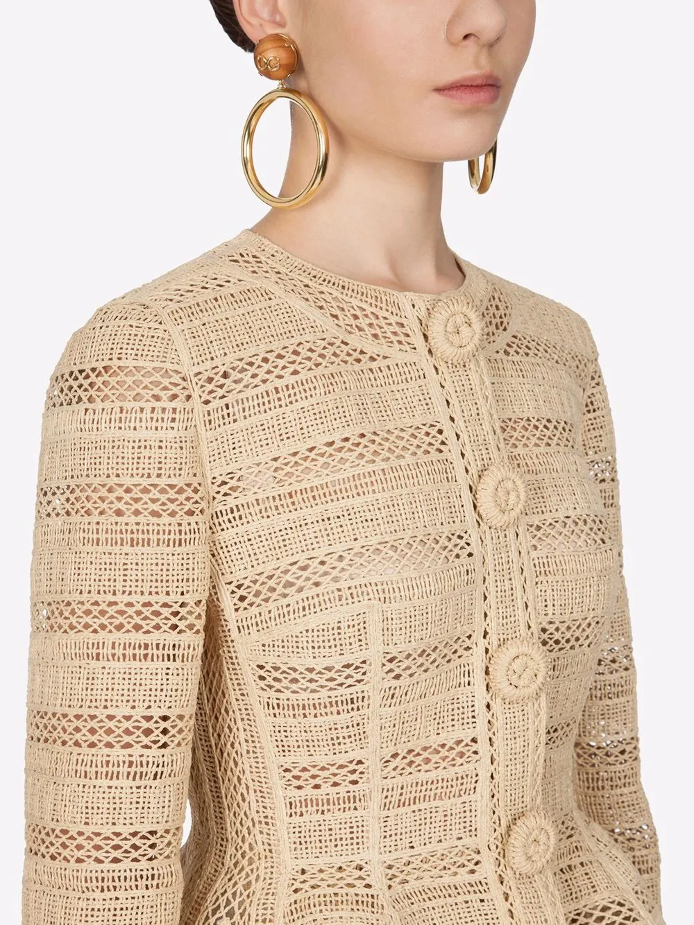 Dolce & Gabbana Embroidered Design Jacket In Neutrals
