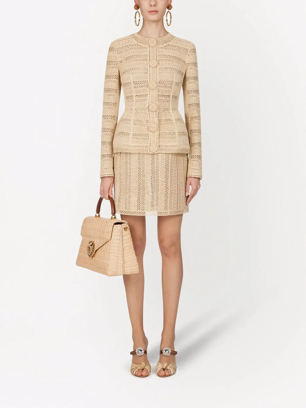 Dolce & Gabbana Embroidered Design Jacket In Neutrals