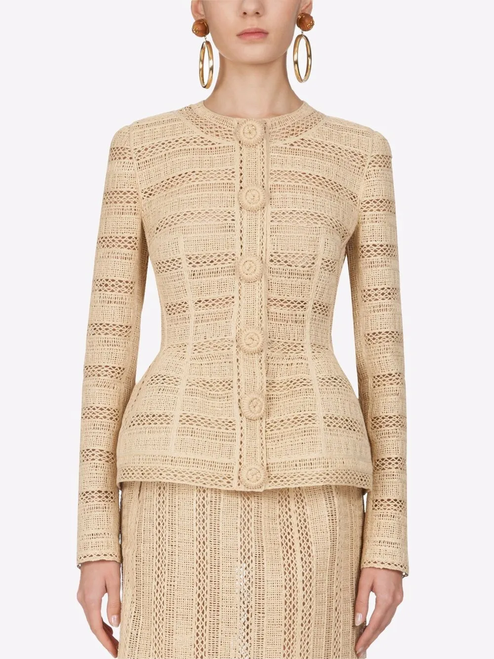 Dolce & Gabbana Embroidered Design Jacket In Neutrals