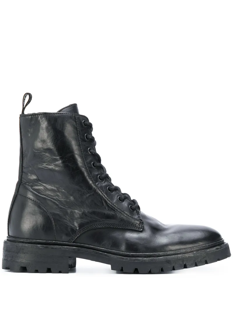 allsaints brigade leather biker boots in black