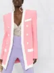 Balmain contrasting-trim structured-shoulder blazer