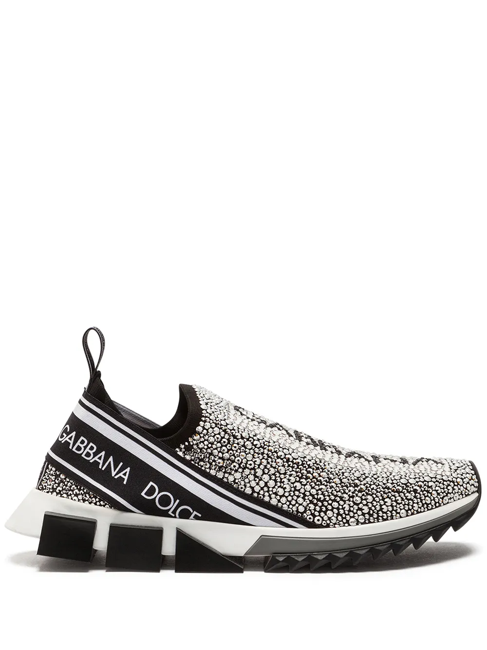 Men's Sorrento Crystal-embellished Logo Knit Sneakers In Black/white