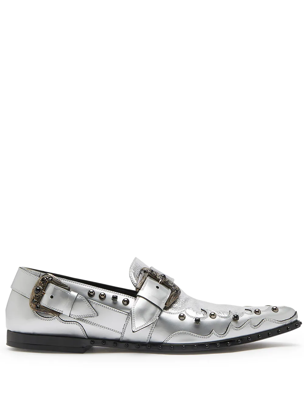 silver studded loafers