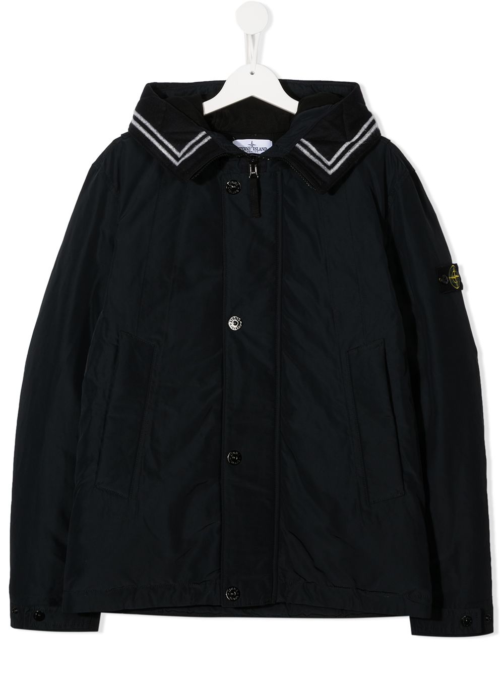 фото Stone island junior пуховик с воротником в полоску