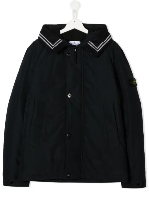 Stone Island Junior 스트라이프 칼라 재킷 | 전 세계 럭셔리 브랜드를 한눈에 볼 수 있는 파페치 ✈ 한국까지 쉽고 빠른 배송... 