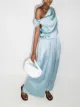 Image 2 of Paris Georgia high-shine one-shoulder blouse