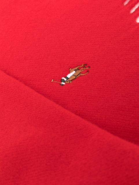 Shop Polo Ralph Lauren Logo Embroidered Scarf In Red