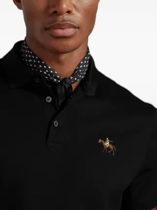 Ralph Lauren Purple Label Logo Embroidered Polo Shirt | Black