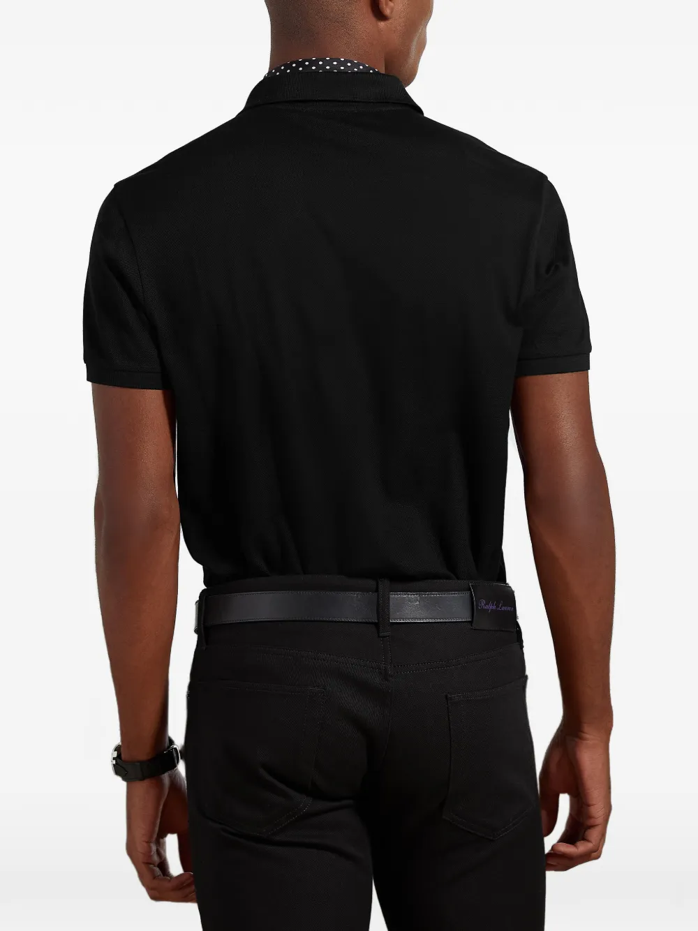 Ralph Lauren Purple Label Logo Embroidered Polo Shirt | Black
