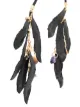 Dsquared2 leather necklace with feather and crystal detailing