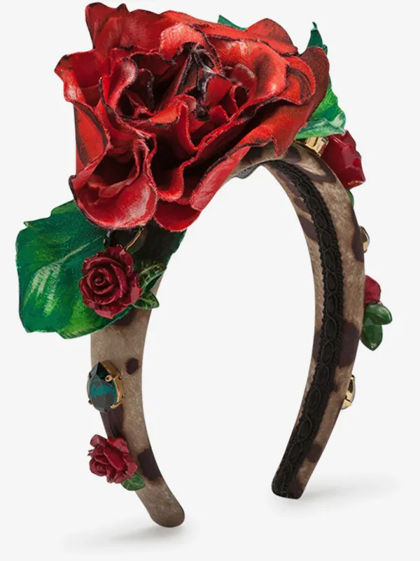 Dolce & Gabbana rose-embellished Bejewelled Headband | Brown  display picture 1