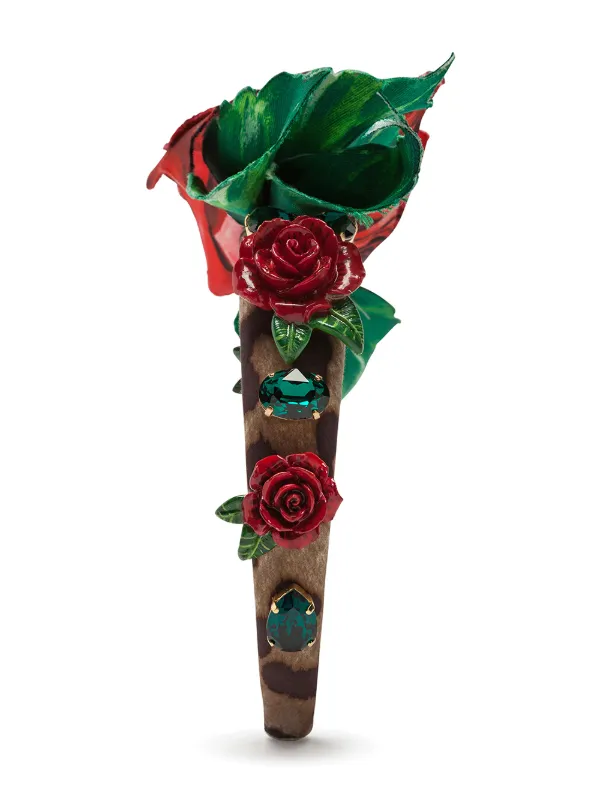 DOLCE &GABBANA 薔薇モチーフ カチューシャ Dolce & Gabbana rose-embellished Bejewelled Headband | Brown