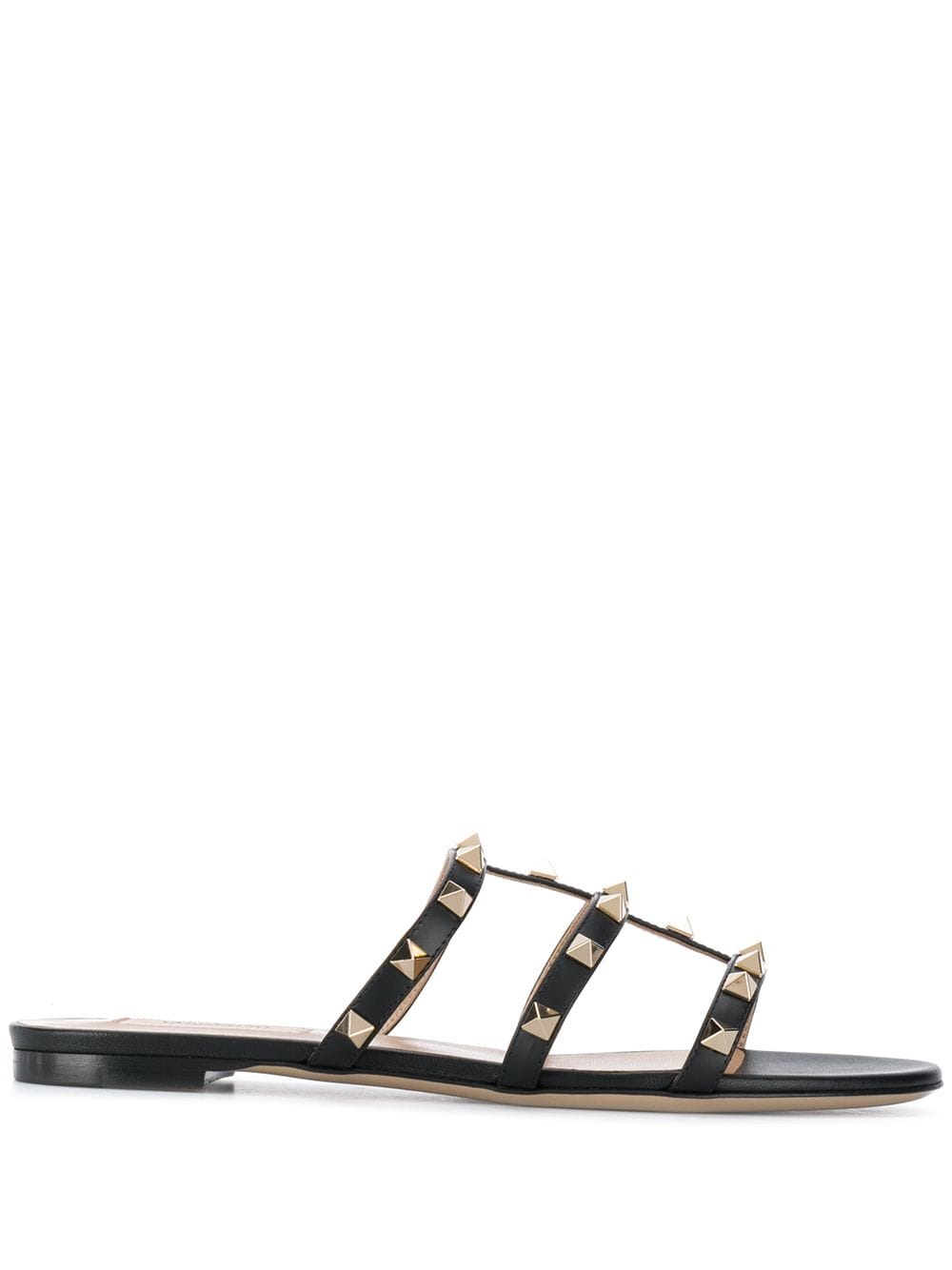 Rockstud flat leather sandals