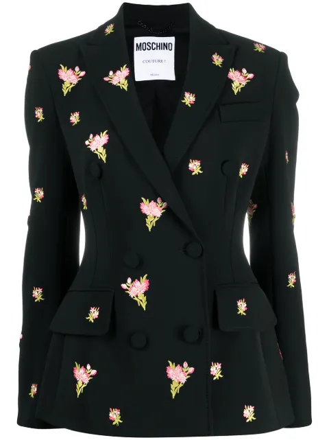 Moschino floral embroidery double-breasted blazer