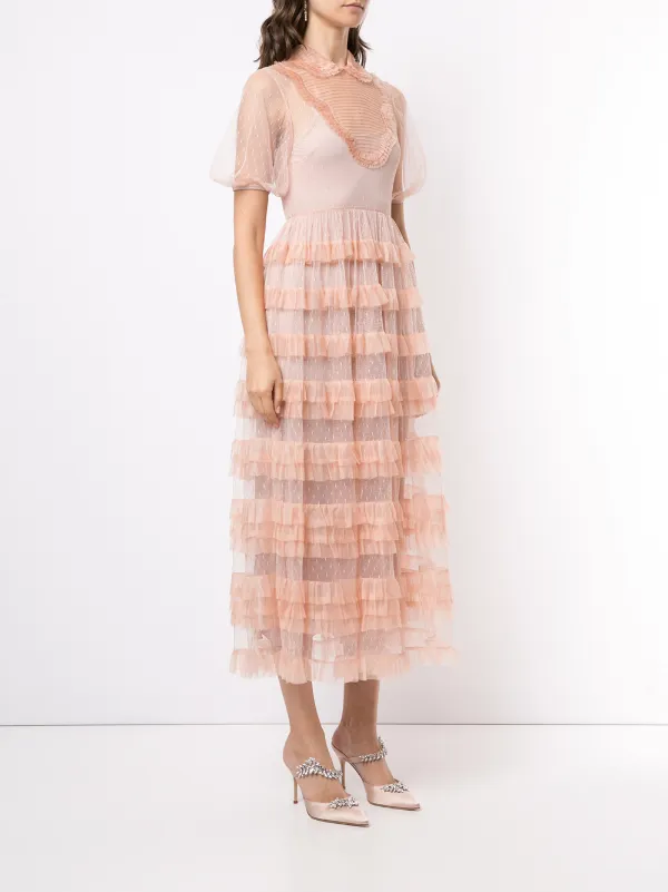 RED Valentino Point d'esprit Ruffled Dress | Pink | FARFETCH