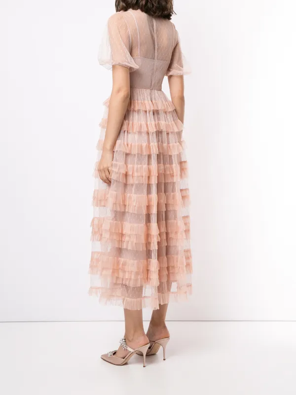 RED Valentino Point d'esprit Ruffled Dress | Pink | FARFETCH