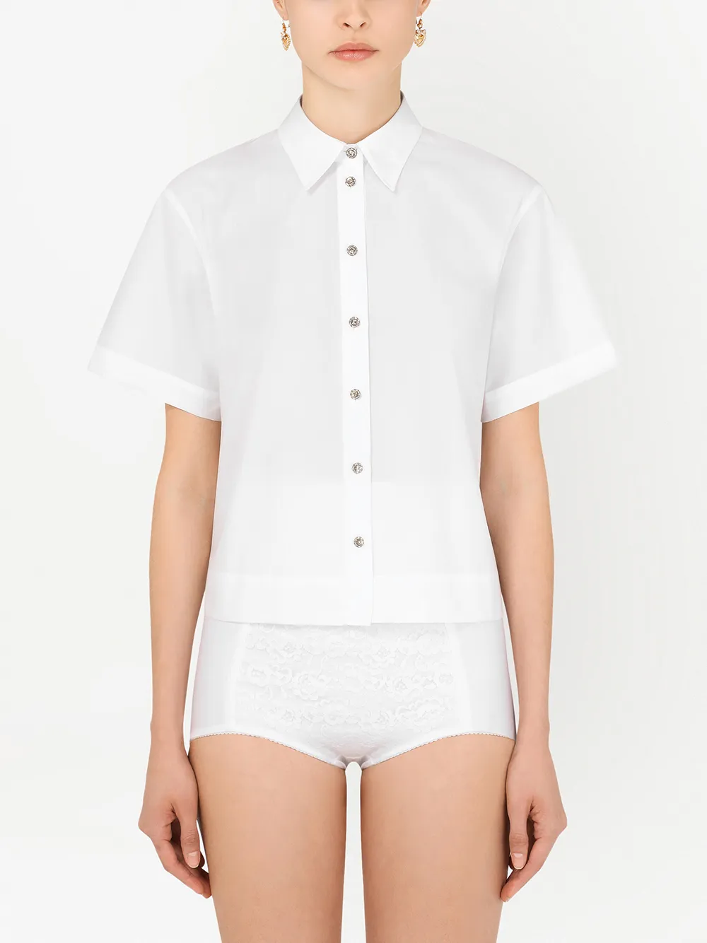 фото Dolce & gabbana рубашка с короткими рукавами и стразами