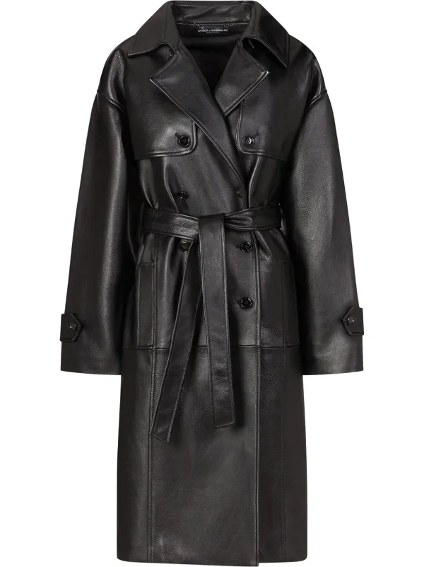 Dolce Gabbana Belted Trench Coat Black FARFETCH LB