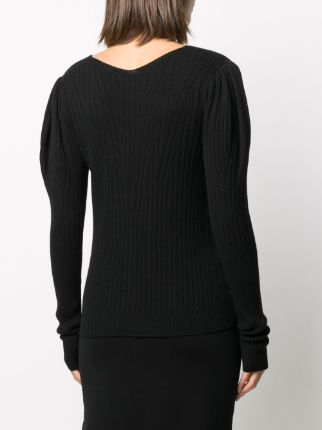 ribbed knit puffed-shoulder jumper展示图