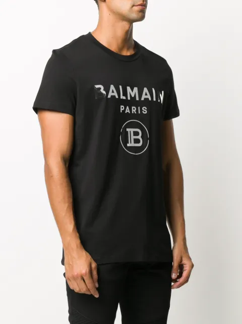 Shop Balmain logo print cotton T-shirt with Express Delivery Shop Balmain logo print cotton T-shirt with Express Delivery