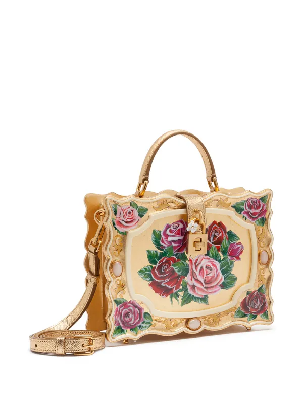 Dolce & Gabbana Dolce Box hand-painted top-handle Bag | Gold  display picture 1