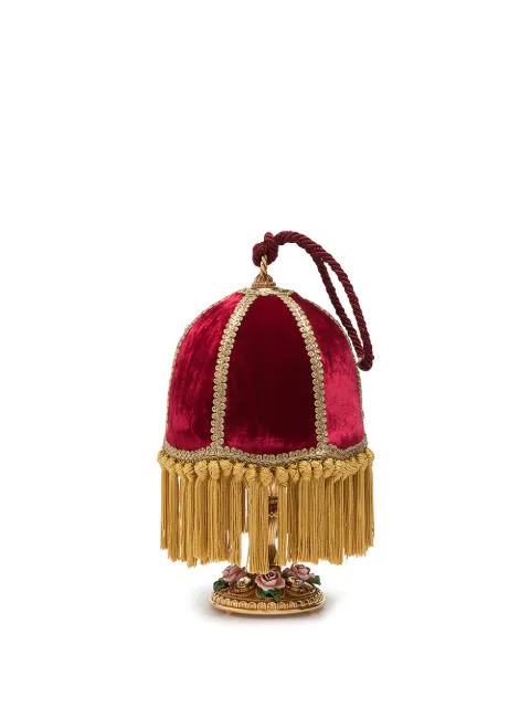 Dolce & Gabbana velvet-effect tassel-detail clutch bag