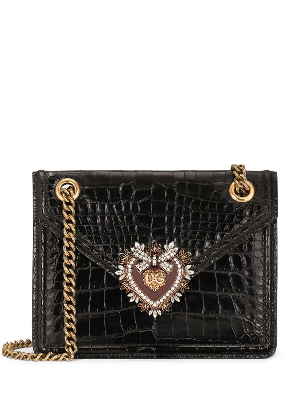 Dolce & Gabbana Medium Devotion Crossbody Bag In Black