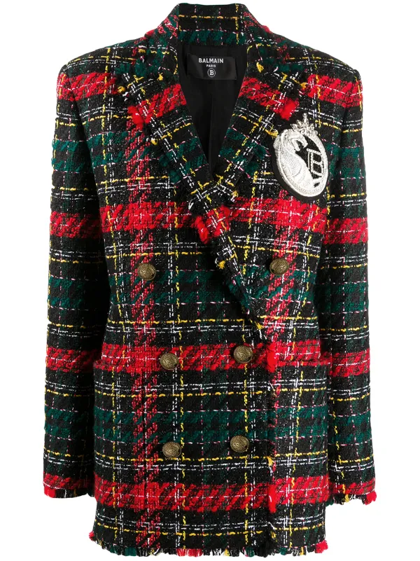 plaid oversized blazer