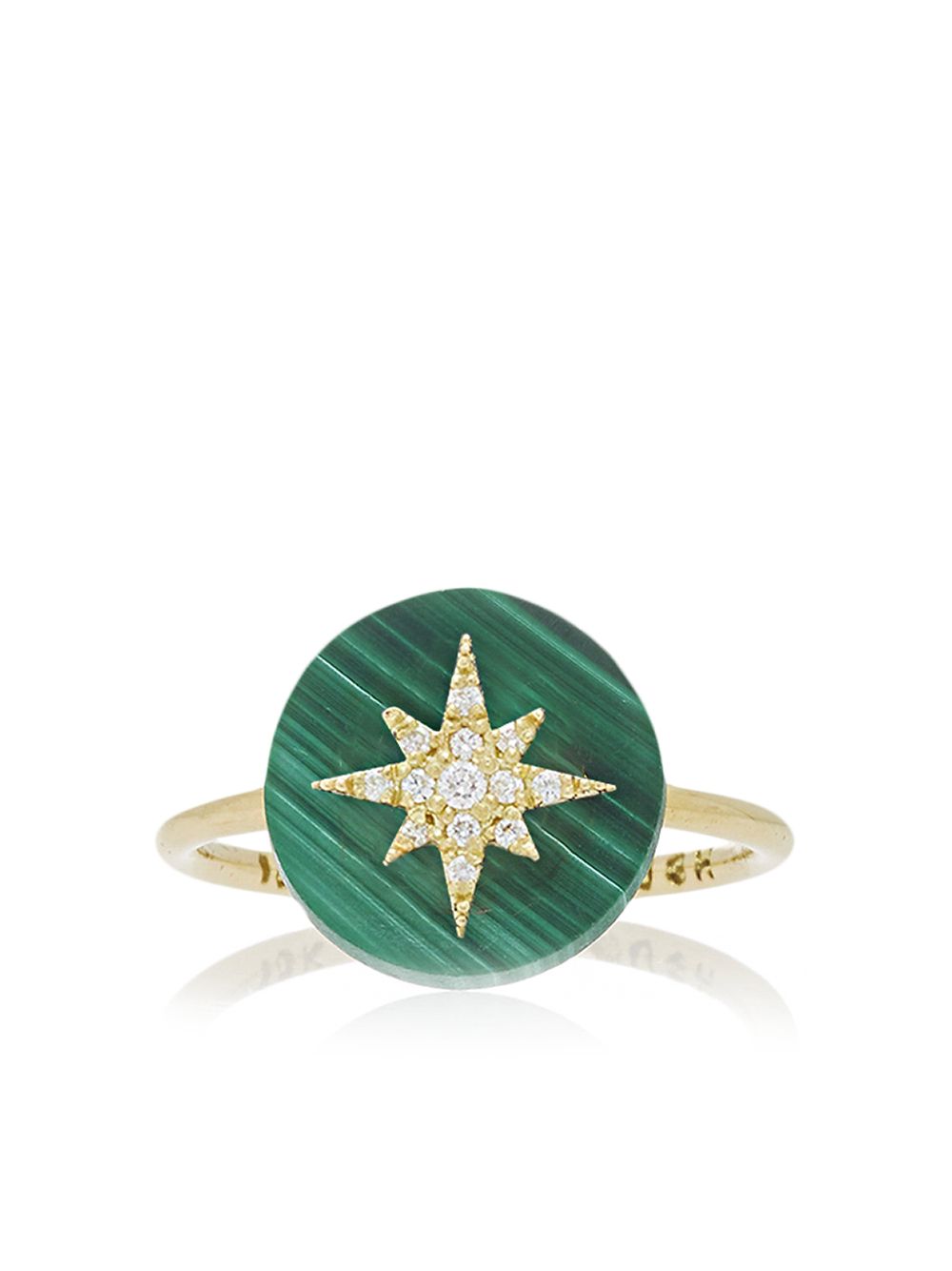 фото Noush кольцо co-exist north star из желтого золота с бриллиантами и малахитом